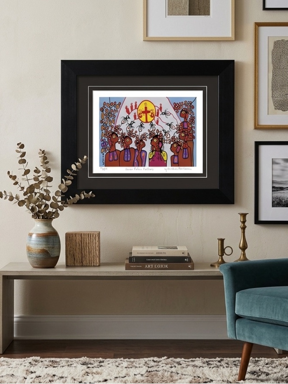 Christian Morrisseau PP3/99 Seven Fallen Feathers Framed Indigenous Art Print